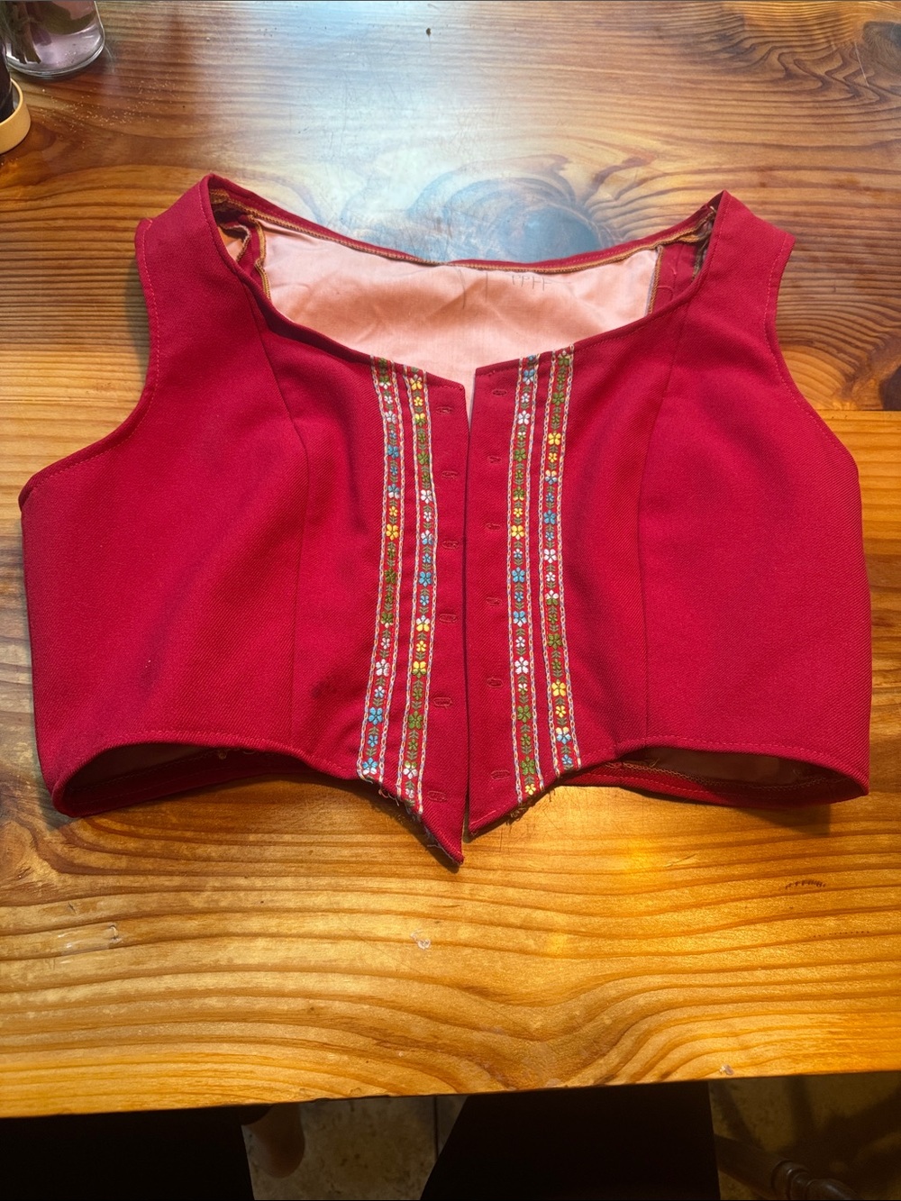 Red Embroidered Old World Costume vest